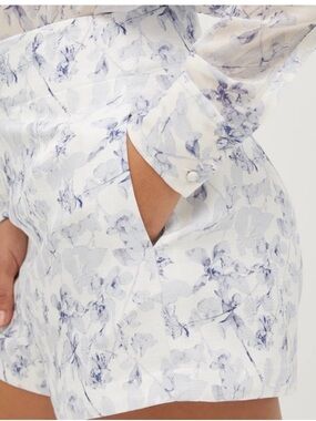 hill house White and Light Blue Floral High-Waist Women's Shorts